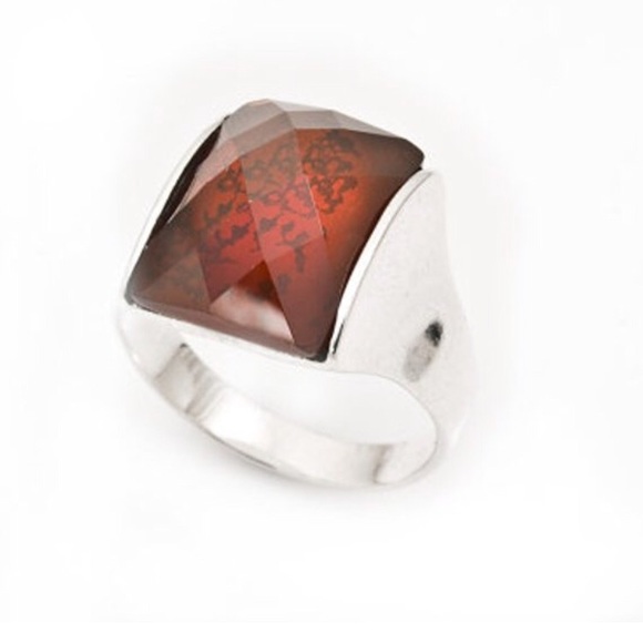 925 Sterling Silver Men's Ring With Red Cubic Zirc - Picture 8 of 8